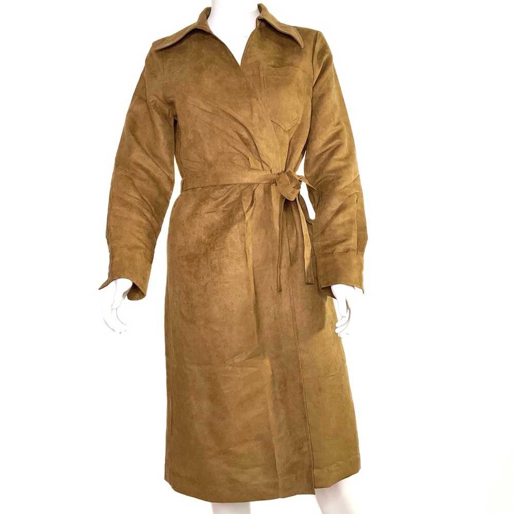 Banana Republic Vegan Suede Horse Hair Wrap Dress Womens SZ 6 Sophisticate Chic